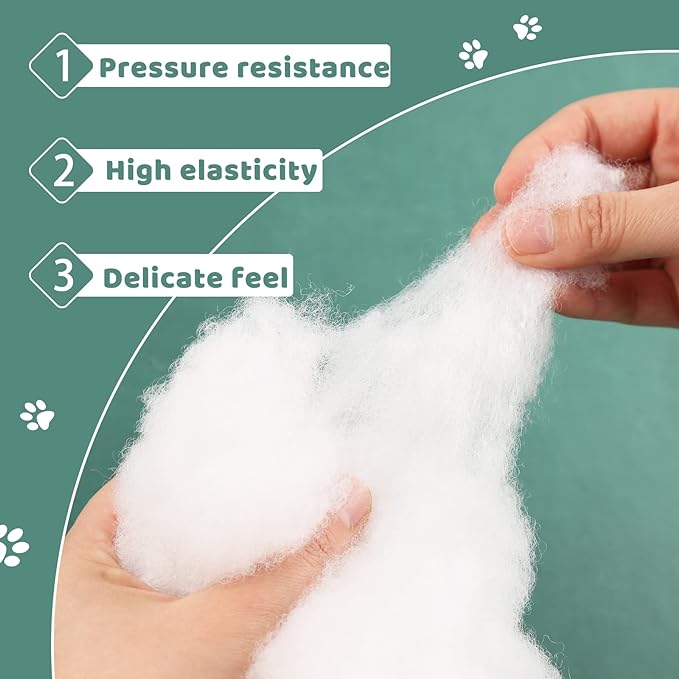 Jmuiiu 1.8oz Polyester Fill, Premium Polyester Fiberfill, Recycled Polyester Fiber, Stuffing for Stuffed Animals, High Resilience Stuffing Fluff Fiberfill for Filling, Animals