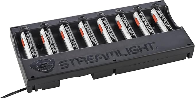 Streamlight 20221 SL-B26 Protected Li-Ion USB Rechargeable Battery Pack 120V/100V AC 8-Unit Bank Charger, Black