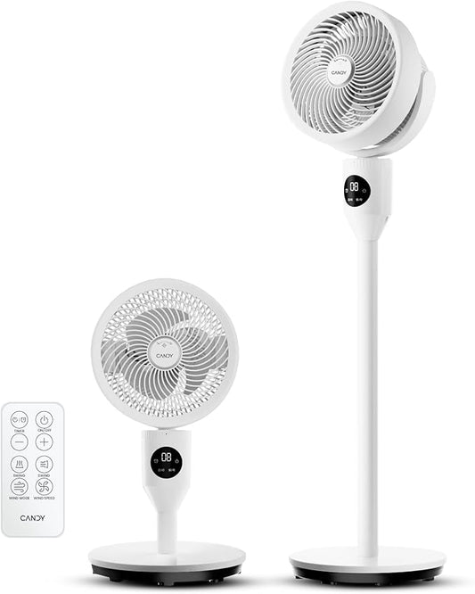 Candy Standing Fan for Bedroom, 3 Heights Adjustable Pedestal Fan with Remote, 90° Oscillating Floor Fan, 8 Speeds & 3 Modes, 25dB Quiet Room Fan, 12H Timer, for Dorm, Home, Office