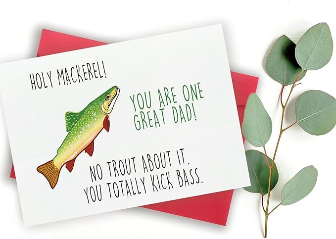Fishing Fathers Day Card for Men, Fisherman Gift for Dad, Husband, Son, Brother, Grandpa, Perfect Pun Birthday Card for Fishing Lovers