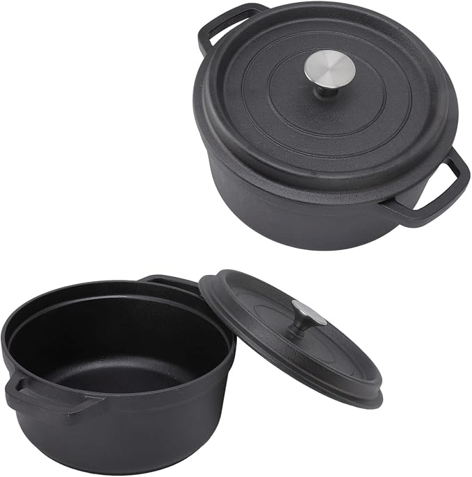 AYNEFY Large Cast Iron Pot 30cm Dual Loop Handle Stew Pot Premium Material Dutch Oven Pot Present for Cooking Enthusiasts, AYNEFYxhue503bg1