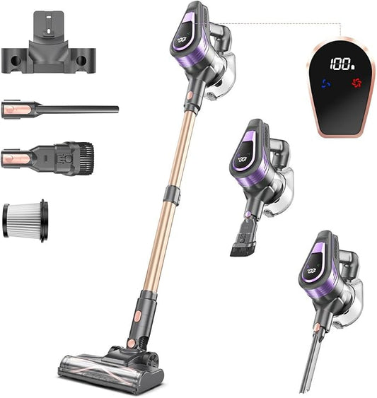 N16 Cordless Vacuum Cleaner, Lightweight Vacuum Cleaners for Home with Powerful Suction, 2600mAh Battery with 45 Mins Runtime, Rechargeable Stick Vacuum Cordless for Hardwood Floor Carpet Pet Hair
