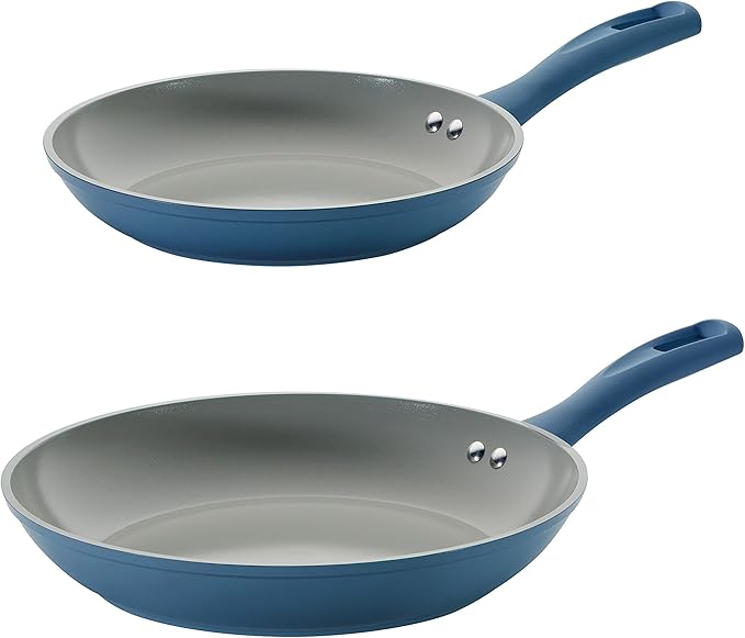 Tramontina Solara 10 & 12-Inch Ceramic Non Stick Frying Pan Set, Heavy-Gauge Aluminum Skillet with Nonstick Coating, Dishwasher and Oven Safe (Blue, 2-Pack)