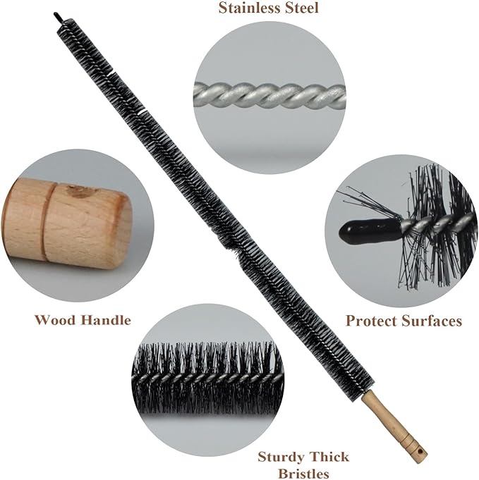 2 Pack Dryer Vent Cleaner Kit - Long Flexible Lint Brush for Dryer Vents, Refrigerator Coils, and Radiators - Household Cleaning Supplies (2, Long Brush)