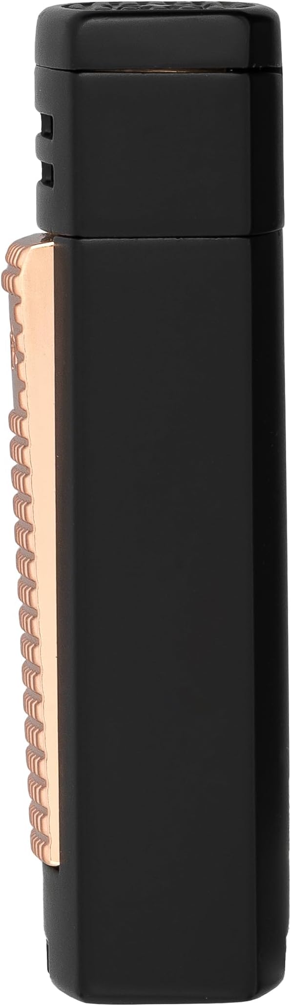 XIKAR® Ion Double-Jet Flame Cigar Lighter. with Textured Trigger Button and a Safety Mechanism. (Black/Rose Gold)