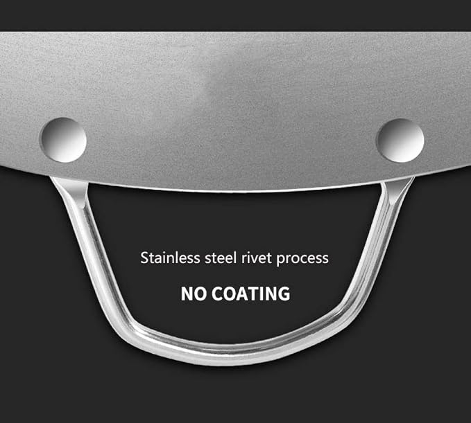 Round Bottom Wok Fry Pan Non Stick Frying Pans Binaural Stainless Steel Wok Thicken Gas Stoves,Old-Fashioned Iron Pot Home Wok Suitable for Restaurants Banquets Frying Pa(