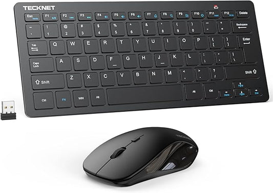 TECKNET Wireless Keyboard and Mouse Combo, Mini Cordless Computer Keyboard and Mouse Set 2.4GHz, Silent Adjustable 1600 DPI, Quiet Click, Lag-Free for Computer, Laptop, PC, Windows, Mac, Chrome OS
