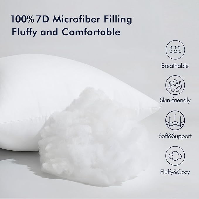 MIULEE Throw Pillow Insert Premium Pillow Stuffer Sham Rectangle for Decorative Cushion Bed Couch Sofa 12x20 Inch