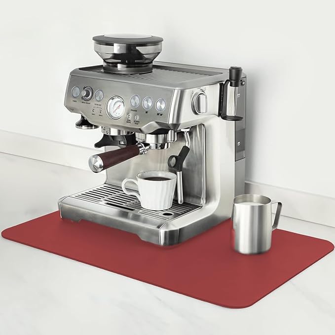 Mimore Red Coffee Bar Mat - 16x24 Inch Absorbent Mat Hides Stains - Fits Under Coffee Maker & Espresso Machine