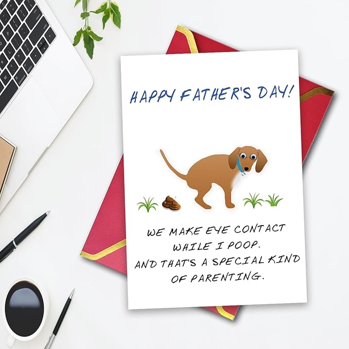 Ziwenhu Dog Dad Fathers Day Card Gift for Men, Funny Father’s Day Card from Dog Dad, Best Dog Dad Cards Gifts from Son, Dog Dad Card with Envelope