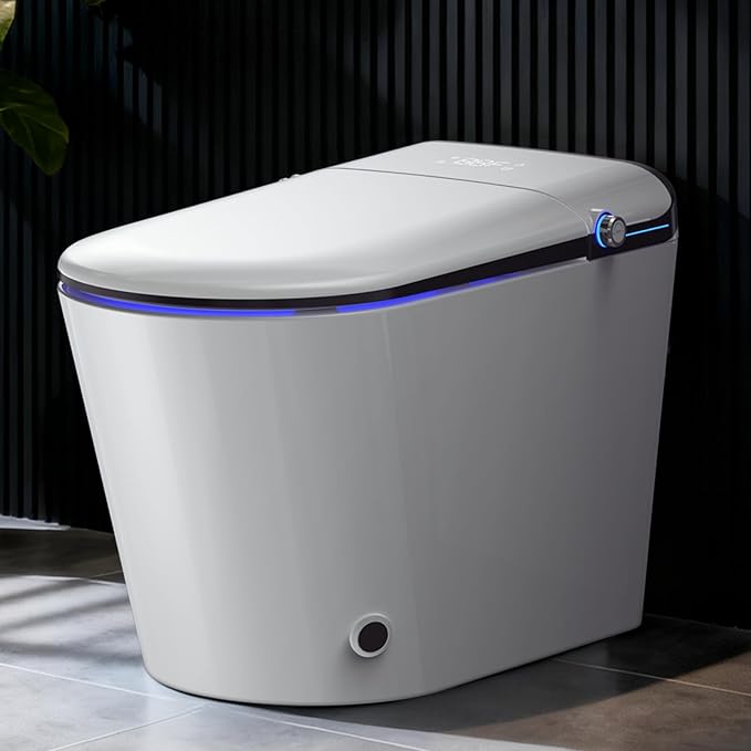 Elongated Smart Toilet with Bidet, Tankless Toilet with Auto Powerful Flush,Auto Open/Close, One Piece Toilet with Heated Seat, Warm Wash & Dryer, Built-in Aroma System,Japanese Toilets