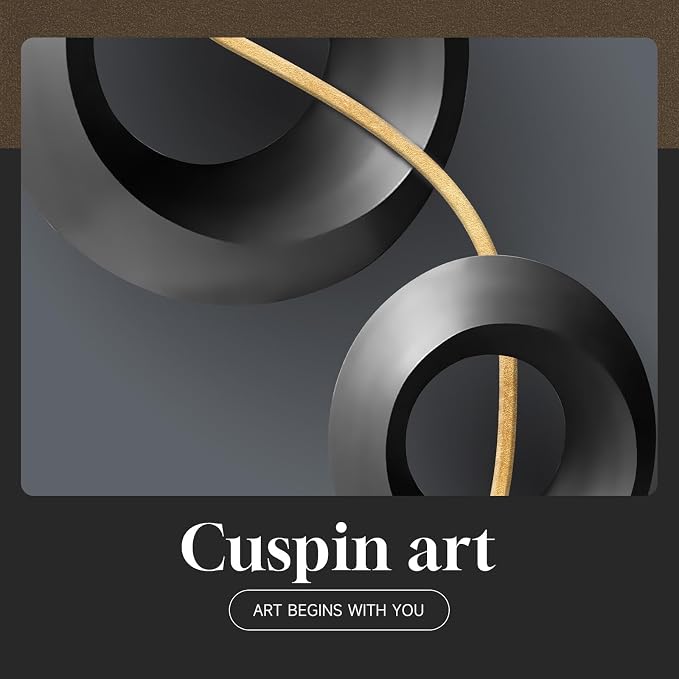 Framed Modern Elegant Wall Art for Living Room, 3 Piece Contemporary Luxury Prints Paintings, Black and Gold Abstract Geometric Pictures for Bedroom Dining Room Hallway Entryway Home Office Wall Decor 16x24 In