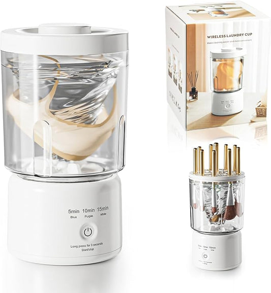 Portable Mini Washing Machine, Underwear Washing Machine Small Clothes Washer Makeup Brush Cleaner (White)