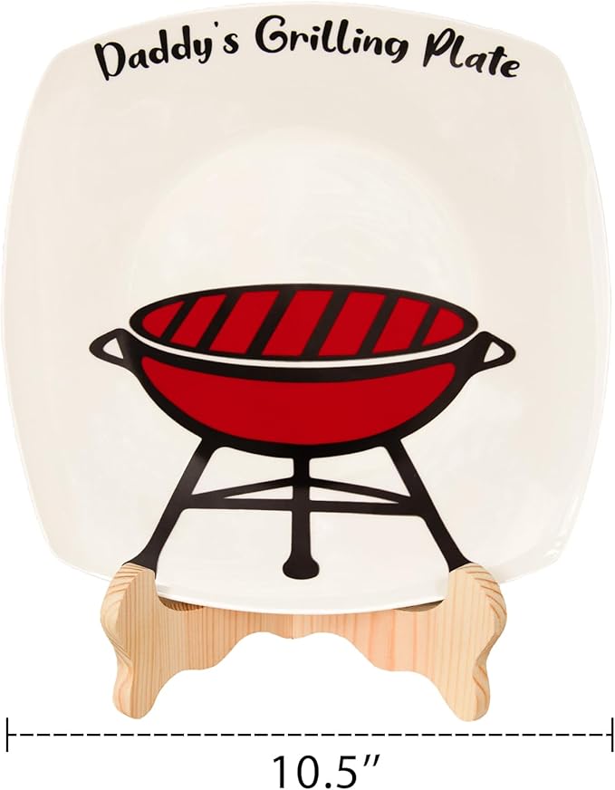 ORIENTAL CHERRY Father's Day Gifts - DIY Daddy's Grilling Plate with Handprint - Personalized Step Dad Gifts from Wife Kids - Funny BBQ Crafts Birthday Present Ideas for First Papa from Daughter Son