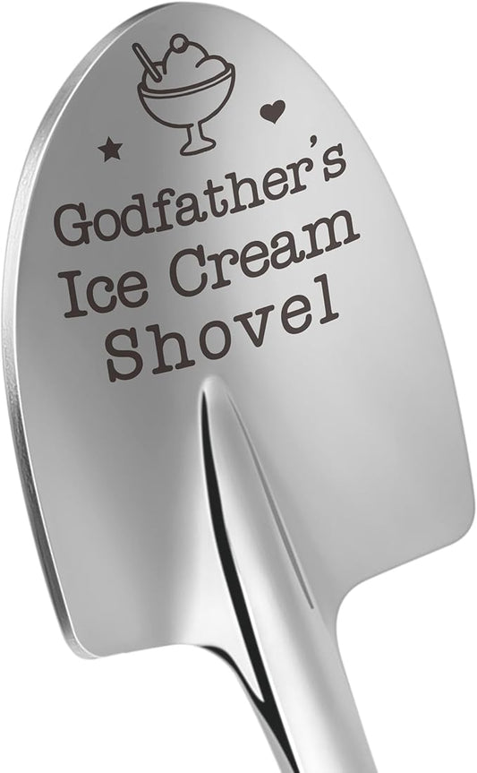 Godfather Gifts, God Father Easter Basket Stuffers Men Fathers Day for Godfather Godparents Birthday Funny Dads Ice Cream Shovel Spoon Gifts for Grandpa Papa, from Godchildren Kids