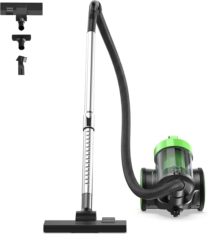 NEWBULIG Canister Vacuum Cleaners for Home, Strong Suction Bagless Vacuum Cleaner, 850W 16Kpa for Hard Floor and Carpet, Retractable Cord,1.8L Large Dust Cup