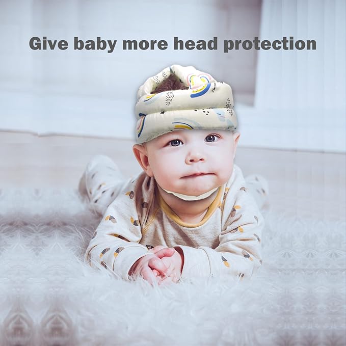 Baby Head Protector Baby Helmet for Crawling Walking, No Bumps Safety Head Adjustable Protective Cap for Walking, Playing (Rainbow)