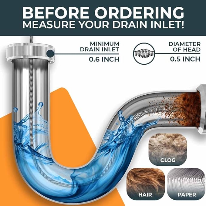 MEISTERFAKTUR drain snake - Auto Feed - Ideal plumbing snake for sink and drain unblocking - Solid drain auger for real DYIs! (25FT - NEW)