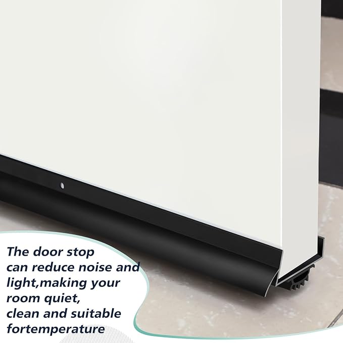 MorningRo 1 Pcs 1-3/4" x 36" U Shaped Aluminum Door Sweep for Bottom of Door with Drip Cap Screw-on Metal Weather Stripping Seal Draft Stopper Threshold for Exterior Front Doors (Black)