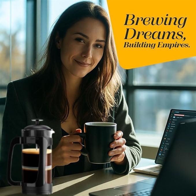 ESPRO Light P3 French Press Coffee Maker – Patented Double Micro-Filter for Grit-Free Brew, Heat Resistant thicker Borosilicate Glass Coffee press – (Black 18 oz)