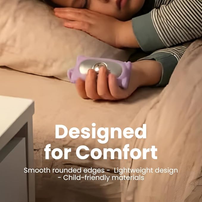 Glowco CalmCarry Mini Bear Kids Sleep Aid Device – Handheld Microcurrent Relaxation Tool, Supports Calm, Focus & Gentle Relief, USB Rechargeable, Portable Wellness Device for Children (Purple)