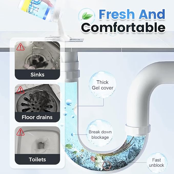 Sink and Drain Cleaner, Multi-functional Pipeline Dredging Agent, Sink Drain Cleaning Powder for Kitchen,Bathroom,Toilet,Pipe Maintenance (1)