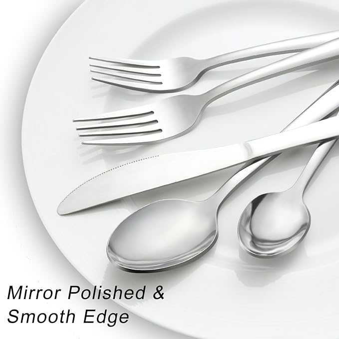 Pleafind 72-Pieces Silverware Set for 12, Flatware Set with Steak Knives, Stainless Steel Cutlery Set, Include Forks Spoons and Knives Set, Dishwasher Safe Utensil Sets for Home Restaurant