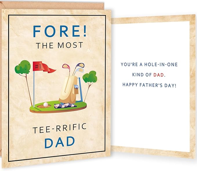 FANCYLUCKY Funny Golf Fathers Day Card Gift for Dad, Golf Dad Card, Father’s Day Cards for Golfs Lover from Son Daughter
