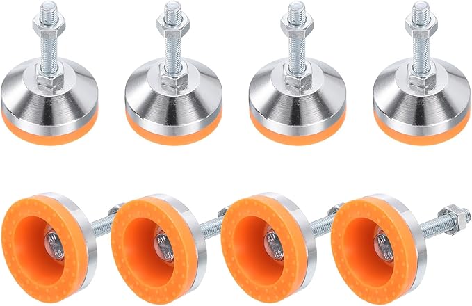 uxcell 8 Pack Adjustable Heavy Duty Leveling Feet, 60mm/2.36" Dia Base M10 x 50mm Thread Anti-Slip Shock-Absorbing Furniture Leveler Legs for Workbench, Machine, Cabinet