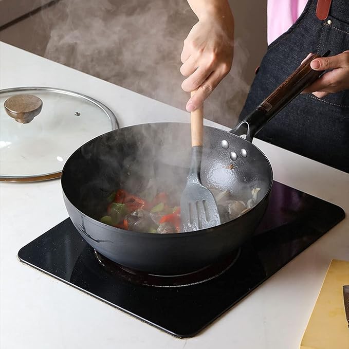 Flat Bottom Skillets Frying Pan Cast Iron Frying Pan Non-Stick Frying Pan Anti-scalding Handle Egg Roll Frying Pan Suitable for Electric Induction Cooktop-blackCooking Pa,A