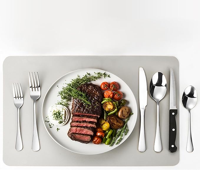 48-Piece Silverware Set with Steak Knives, Stainless Steel Flatware Set for 8, Food Grade Tableware Cutlery Set Rust-proof, Mirror Polished, Dishwasher Safe