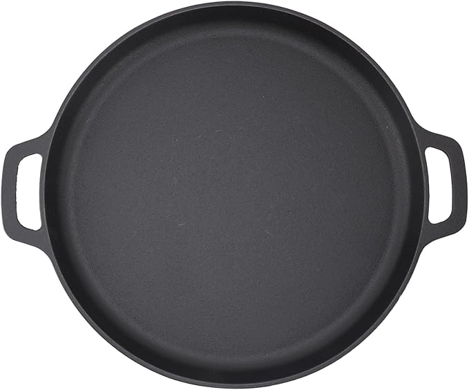 Cast Iron Pan Cast Iron Pancake Flat Skillet 35cm Thickened Stick Frying Pan for Uniform Heating Uncoated Design Ideal for Pancakes Crepes Tortillas Easy to Store (35cm)