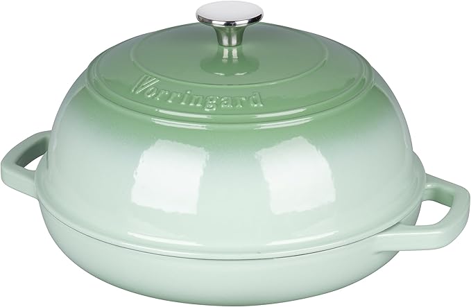 VORRINGARD Enameled Cast Iron Dutch Oven Pot with Lid, Bread Oven for Sourdough Bread Baking, Dutch Ovens with Bread Proofing Basket& Baking Supplies Set, 6 Quart, Green