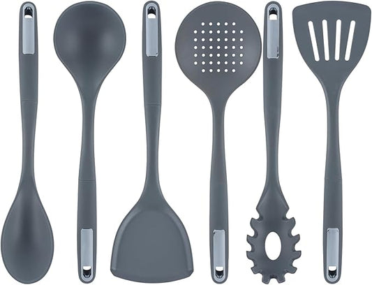 Met Lux Kitchen Utensil Sets, 10 Silicone Utensil Sets- 6 Pieces Per Set, High-Heat Tolerance, Dark Gray Silicone Kitchen Utensils, For No-Stick Cookware - Restaurantware