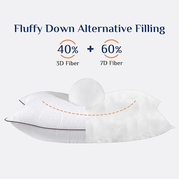 JOLLYVOGUE Pillows Standard Size Set of 2, Cooling and Supportive Pillows Full Size Set of 2 for Side and Back Sleepers, Down Alternative Hotel Collection Sleeping Pillow