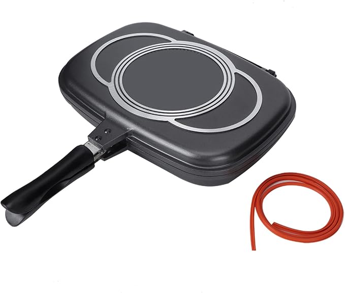 Non Stick Frying Pan Double Sided Barbecue Cooking Tool Stove Anti Scalding Handle