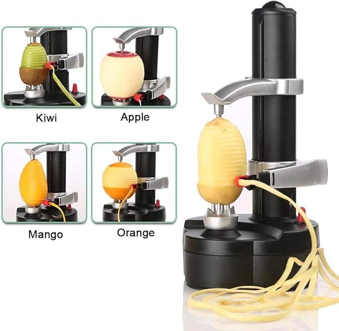 Electric Potato Peeler Automatic Apple Peeler, Smart Vegetable Fruit Peeler, Electric Peeler Machine [1 Adapter 2 Extra Blades] with Garlic Peeler