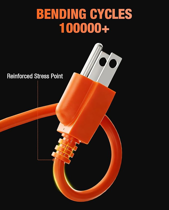 Heavy-Duty Power Station Charging Cable, 14AWG Fast Charger Cable for Jackery Explorer 2000/1500/1000 Pro,Ecoflow Delta/River Series,Bluetti EB3A;Anker 757/767, 125V 15A AC Power Cord Orange(6FT)