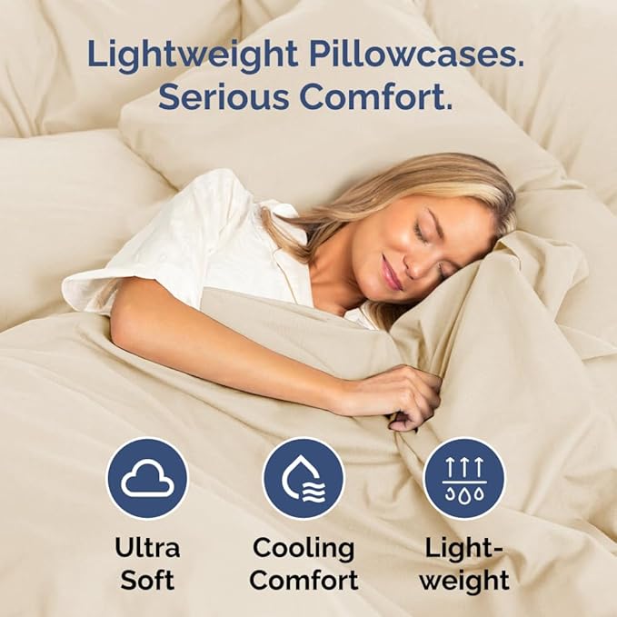 Body Pillowcases Set of 4-20x54 Long Body Pillow Case - Soft Body Pillow Cover for Sleeping & Side Sleepers - Comfy, Breathable & Fade Free - Machine Washable with Envelope Enclosure - (Off White)