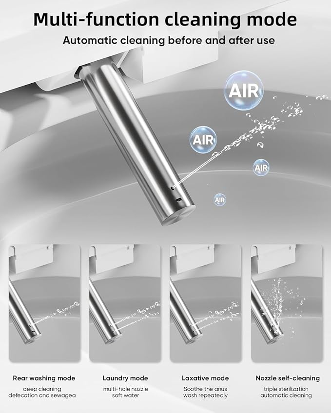 Smart Toilet with Warm Water Sprayer and Dryer, One Piece Bidet Toilet with Auto Dual Flush Foot Sensor Operation,Heated Seat Smart with Built In Fahrenheit LED Display