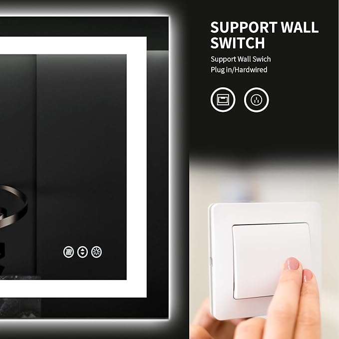 LOAAO 40"X24" LED Bathroom Mirror with Lights, Anti-Fog, Dimmable, Backlit + Front Lit, Lighted Bathroom Vanity Mirror for Wall, Memory Function, Tempered Glass, ETL Listed