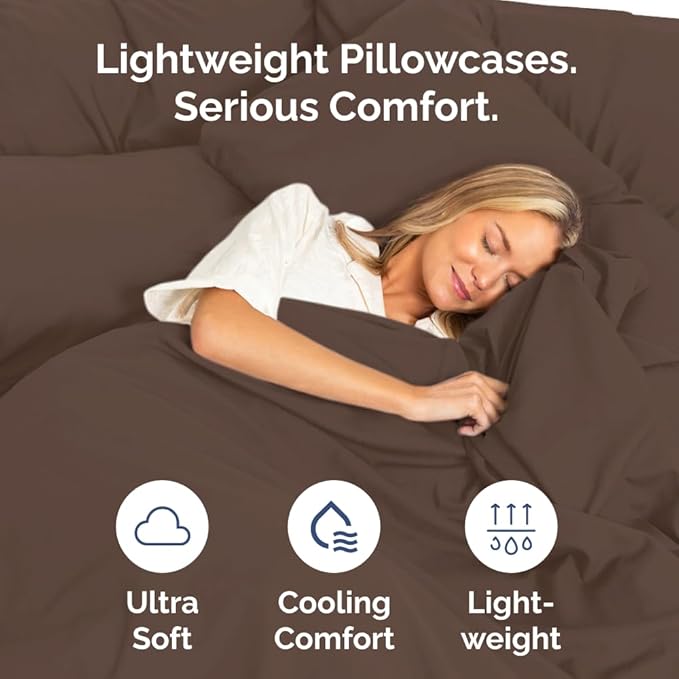 Standard Pillow Cases Set of 6 - Ultra Soft Hotel Quality Pillowcase Covers - Comfy, Cozy & Wrinkle Free - Shrink, Stain and Fade Resistant - Machine Washable Pillow Protectors - 6 Piece Set - Brown
