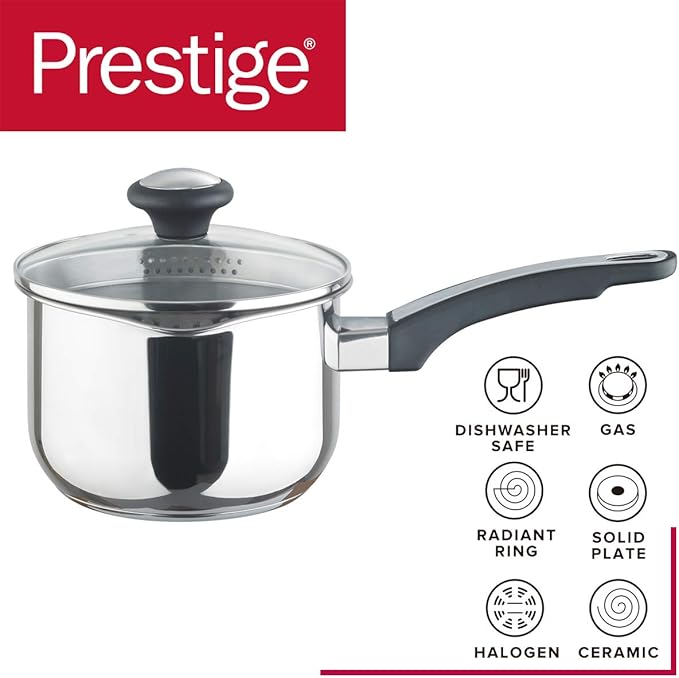 Prestige Everyday Stainless Steel Cookware Set, 5-Piece - Black/Silver
