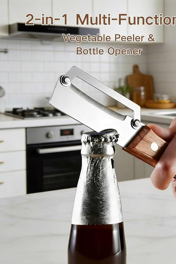 Zero Snag Wooden Peeler, Zero Flex Peeler Vegetable, Multi-functional Vegetable Peelers for Kitchen, With Wooden Handle,Bottle Opener Kitchen Tool for Fruit Veggie Carrot Potato Pumpkin(3pcs)