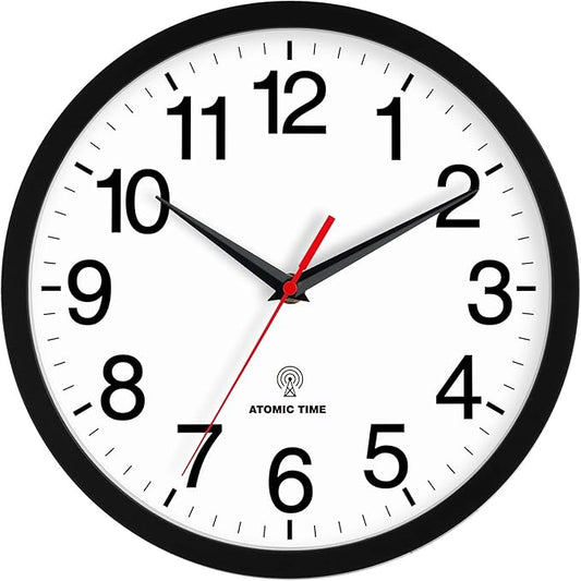 Rohioue Atomic Wall Clock, Modern 14 Inch Battery Operated Wall Clocks, Analog Clock for Living Room, Office, Home, Bedroom, Kitchen, Bathroom(Black)