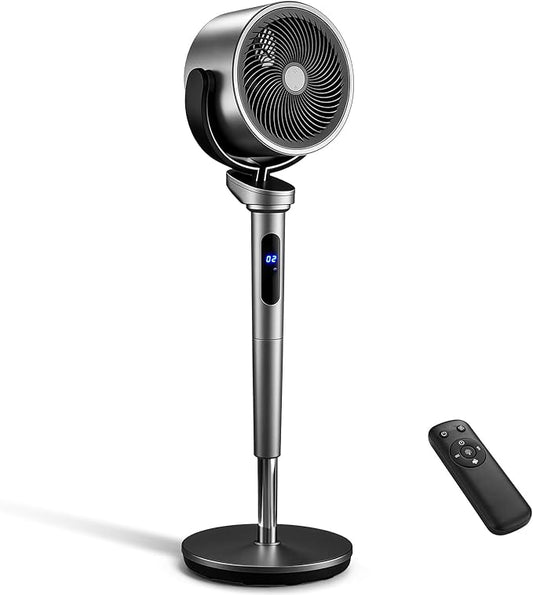 Winado Air Circulator Pedestal Fan, 32-Speed Standing Fan with Remote, 120° Oscillating Standing Fan for Whole Room, 39-46'' Adjustable Height, 12H Timer, DC Motor, Quiet Fan for Bedroom