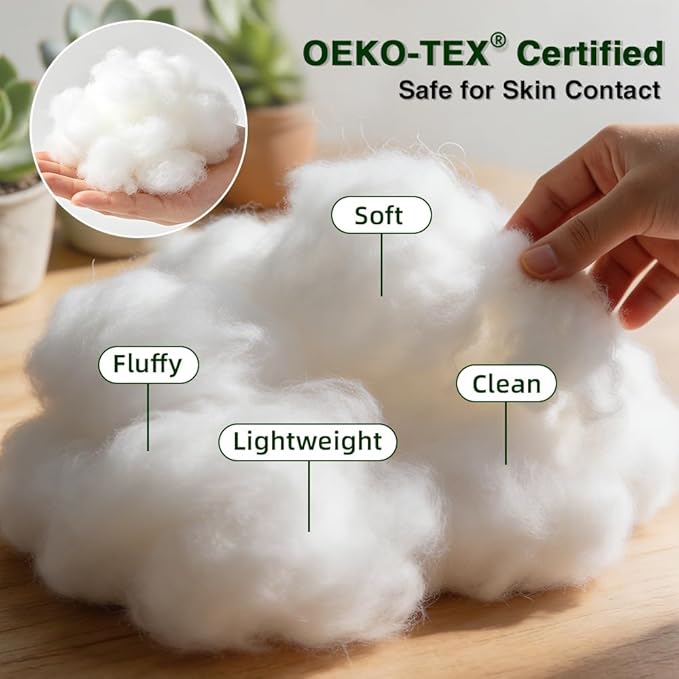 Jecqbor 2.5lb/40oz Premium Polyfill Stuffing, Fluffy Polyester Fiber Fill, Machine-Washable Pillow Stuffing for Pillows, Crochet Toys, Stuffed Animals, Couch Cushions, Cloud Decorations & DIY Crafts