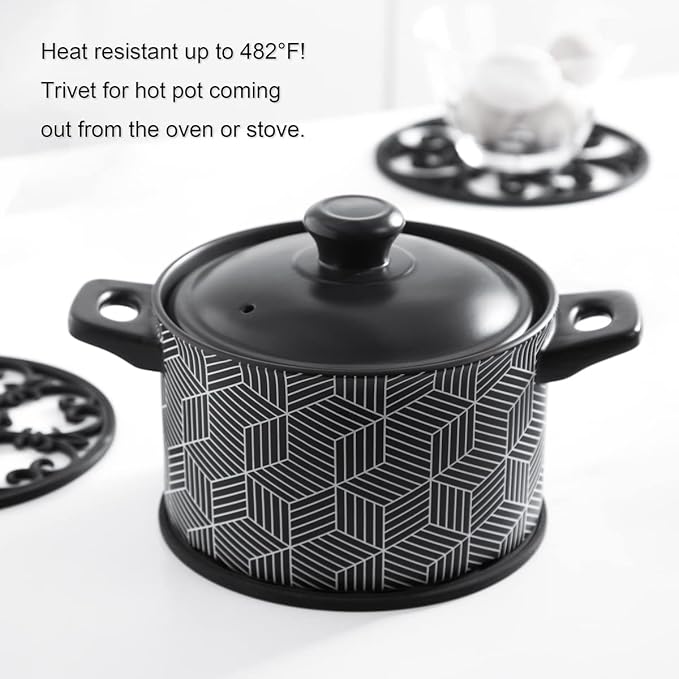 Silicone Trivet Mat - Hot Pot Holder Hot Pads for Table & Countertop - Teapot Trivet Kitchen Trivets - Non-Slip & Heat Resistant Modern Kitchen Hot Pads for Pots & Hot Dish Merlot Red Trivet Set of 3