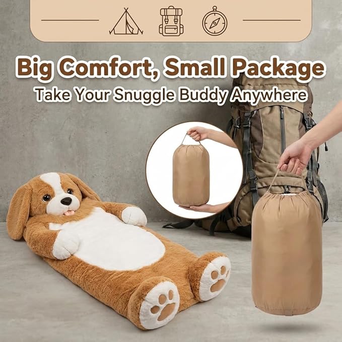 Wearable Sleeping Bag for Adults Oversized Plush Dog Bean Bag Chair Giant Human Dog Bed Soft Flannel Stuffed Animal Mattress for Nap Movie Night Lounge