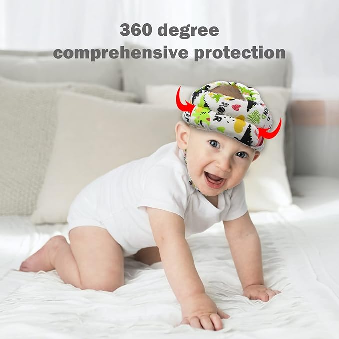 Baby Head Protector Baby Helmet for Crawling Walking, No Bumps Safety Head Adjustable Protective Cap for Walking, Playing (Dinosaur C)